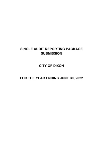 City of Dixon ACFR Cover