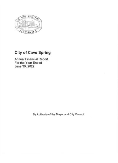 City of Cave Spring, Georgia ACFR Cover