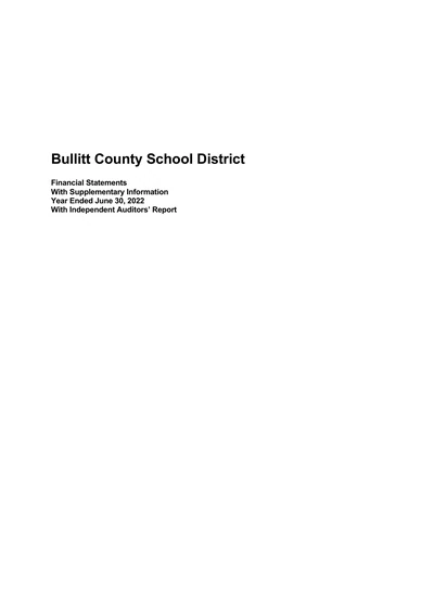 Bullitt County School District ACFR Cover