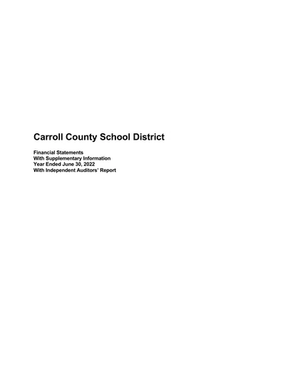 Carroll County Board of Education ACFR Cover