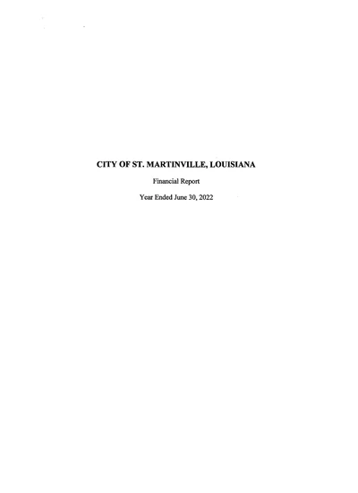 City of St. Martinville, Louisiana ACFR Cover