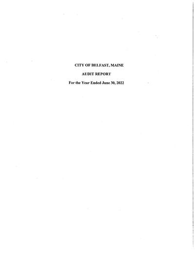 City of Belfast ACFR Cover