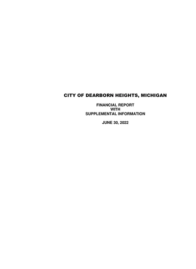 City of Dearborn Heights ACFR Cover