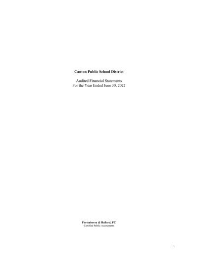Canton Public School District ACFR Cover