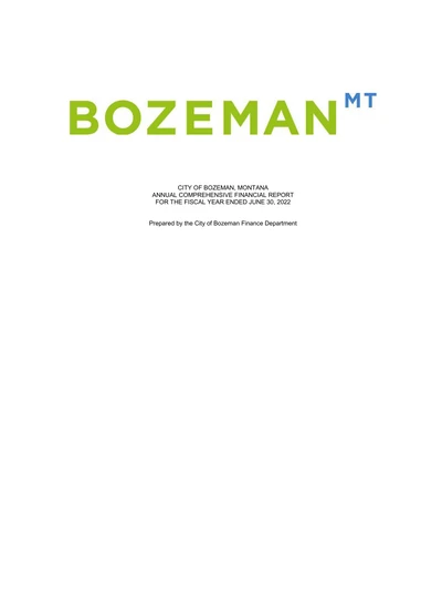 City of Bozeman ACFR Cover