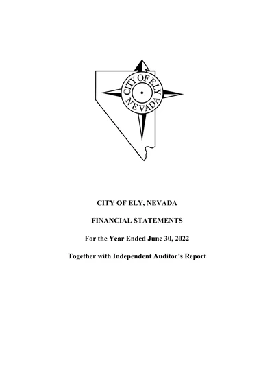 City of Ely ACFR Cover