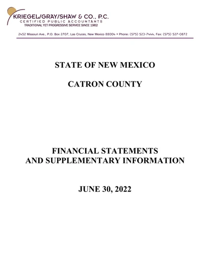 Catron County ACFR Cover