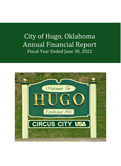 City of Hugo ACFR Cover