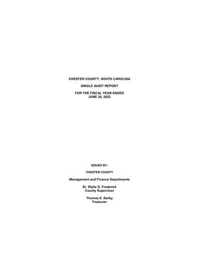 Chester County Government ACFR Cover