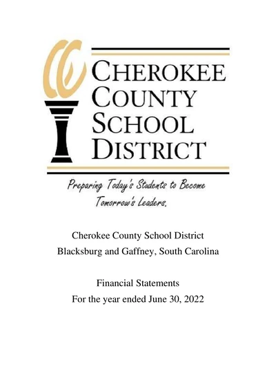 Cherokee County School Distirct 1 ACFR Cover