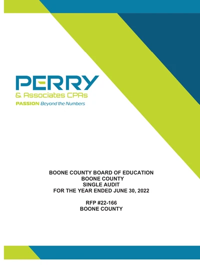 Boone County Board of Education ACFR Cover