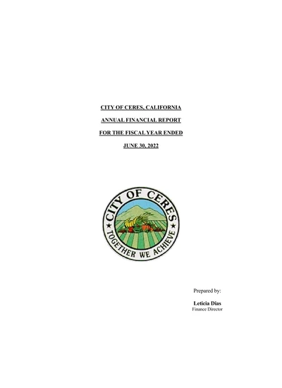 City of Ceres ACFR Cover