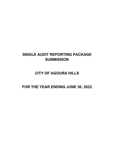 City of Agoura Hills ACFR Cover