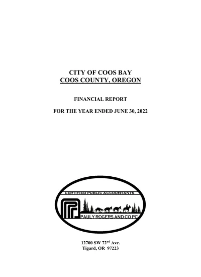 City of Coos Bay ACFR Cover