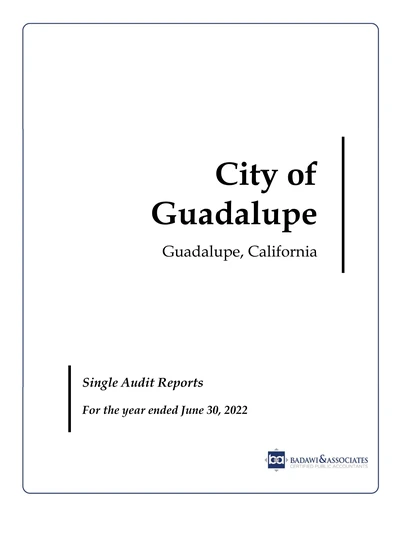 City of Guadalupe, California ACFR Cover