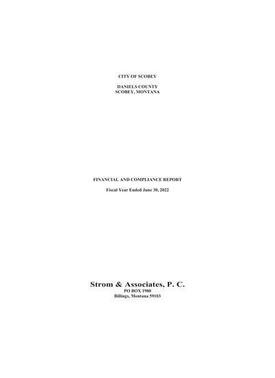 City of Scobey ACFR Cover