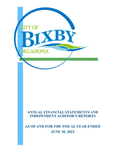 City of Bixby ACFR Cover