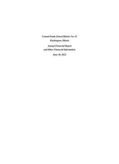 Central Grade School District No. 51 ACFR Cover
