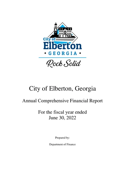 City of Elberton, Georgia ACFR Cover