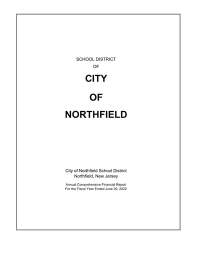 City of Northfield Board of Education ACFR Cover