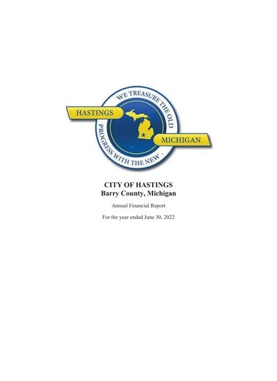 City of Hastings ACFR Cover