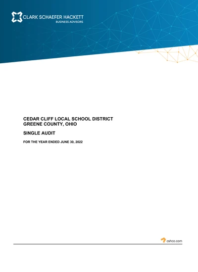Cedar Cliff Local School District ACFR Cover
