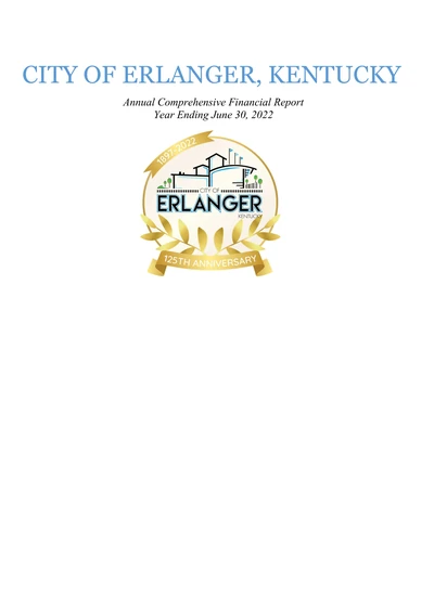 City of Erlanger ACFR Cover