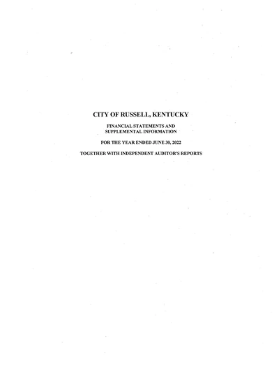 City of Russell Kentucky ACFR Cover