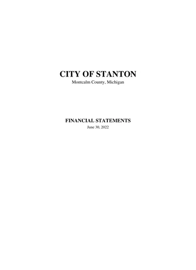 City of Stanton ACFR Cover