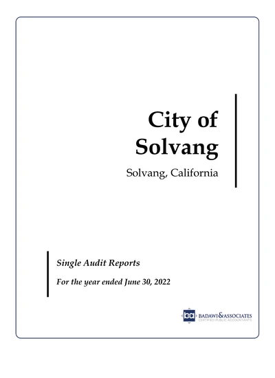 City of Solvang ACFR Cover