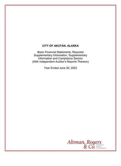 City of Akutan ACFR Cover