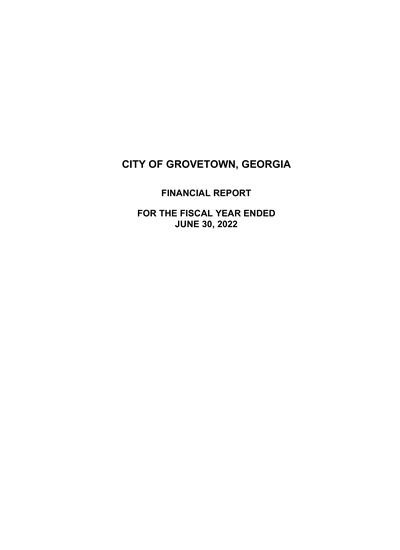 City of Grovetown ACFR Cover
