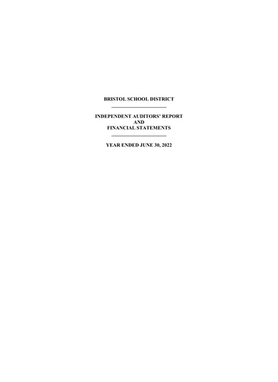 Bristol School District No. 1 ACFR Cover