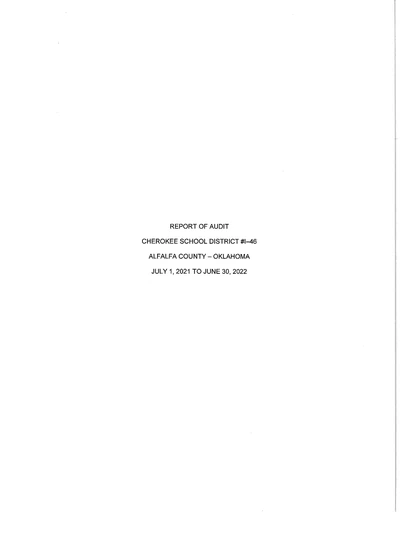 Cherokee School District ACFR Cover