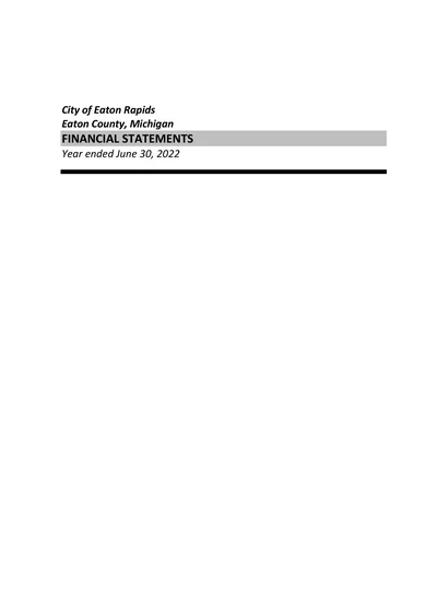 City of Eaton Rapids ACFR Cover