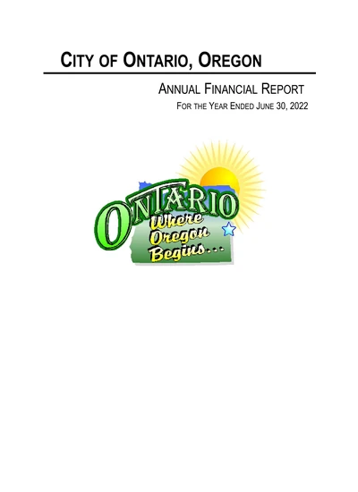 City of Ontario, Oregon ACFR Cover