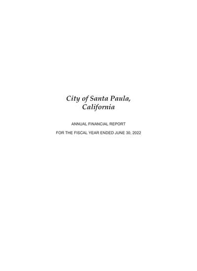 City of Santa Paula ACFR Cover