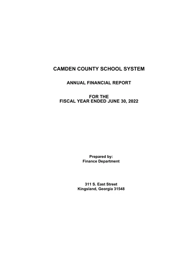 Camden County Board of Education ACFR Cover