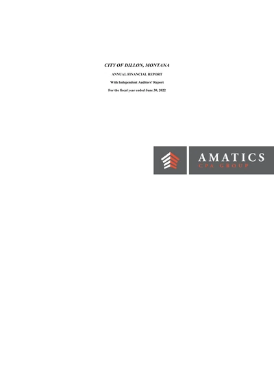 City of Dillon ACFR Cover