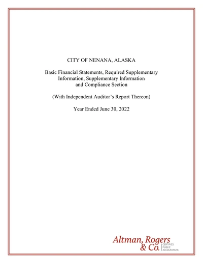 City of Nenana ACFR Cover