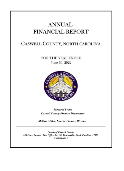 Caswell County ACFR Cover
