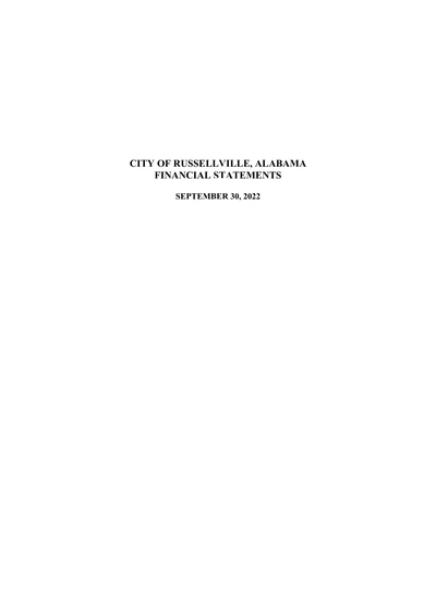 City of Russellville, Alabama ACFR Cover