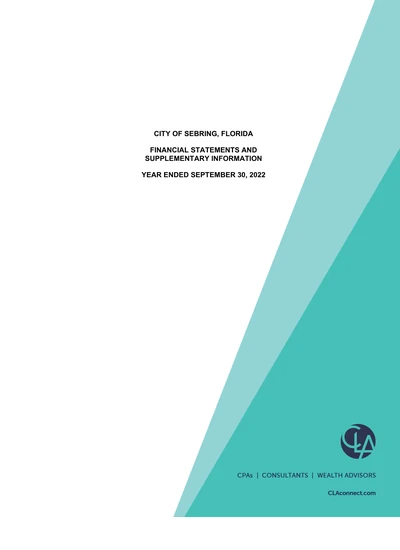 City of Sebring ACFR Cover