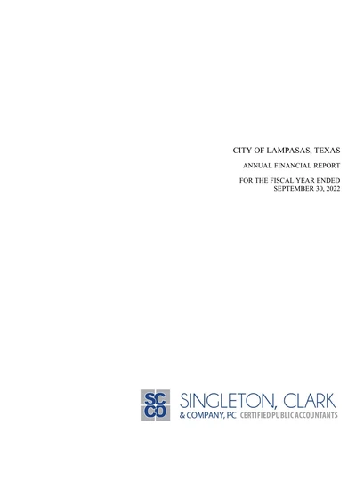 City of Lampasas, Texas ACFR Cover