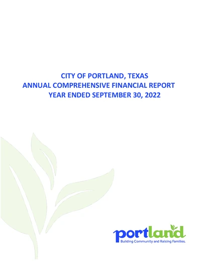 City of Portland, Texas ACFR Cover