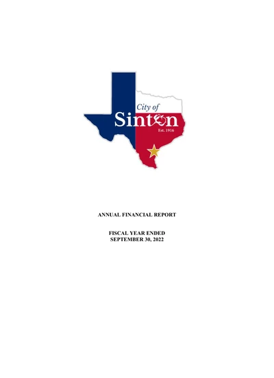City of Sinton, Texas ACFR Cover
