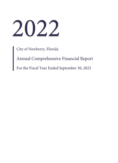 City of Newberry, Florida ACFR Cover