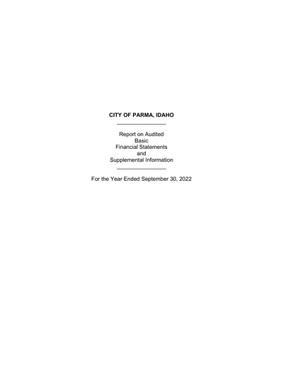 City of Parma ACFR Cover
