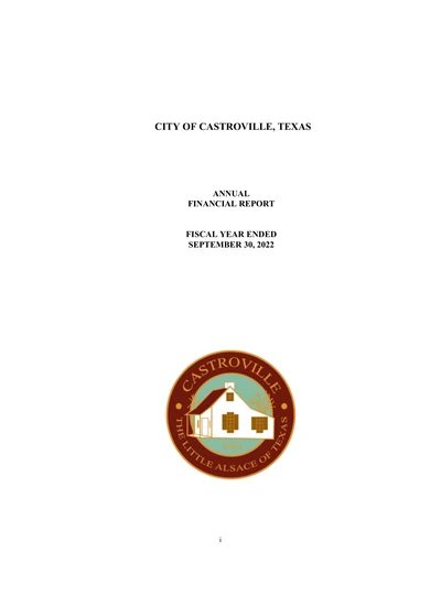 City of Castroville ACFR Cover