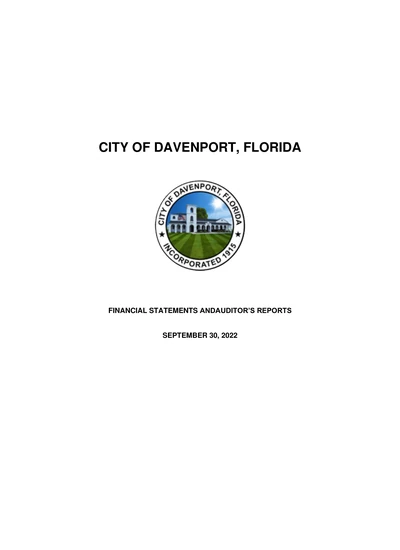 City of Davenport ACFR Cover